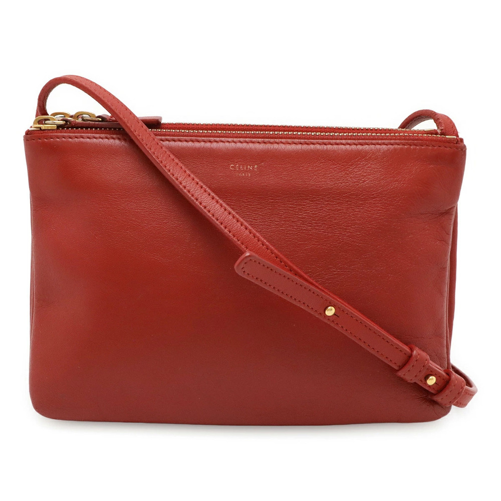 Celine Trio Crossbody Bag Leather Red